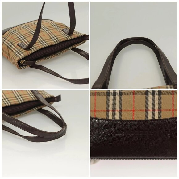 BURBERRY Nova Check Tote Bag Canvas Beige Silver Auth BA2880 - Picture 16 of 16